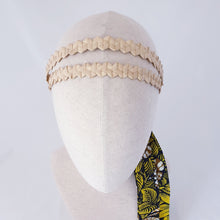 Load image into Gallery viewer, Elsa Straw and African Wax Print headband by Martine Henry Millinery