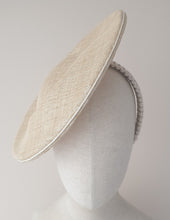 Load image into Gallery viewer, Ziada Saucer Hat in Natural/Silver by Martine Henry Millinery