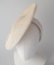 Load image into Gallery viewer, Ziada Saucer Hat in Natural/Silver by Martine Henry Millinery