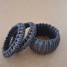 Load image into Gallery viewer, Brown wooden bracelet cuff set of 3