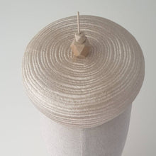 Load image into Gallery viewer, Vintage natural straw colour beret with wood bead by Martine Henry Millinery