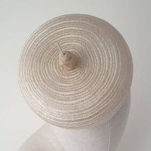 Load image into Gallery viewer, Vintage natural straw colour beret with wood bead by Martine Henry Millinery