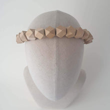 Load image into Gallery viewer, Abacus Geometric natural colour wood bead headband handmade _Martine Henry Millinery