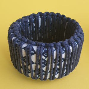 Eurydice Wax Print Cotton and Macrame bracelet