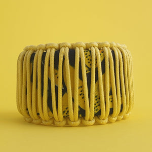 Eurydice Wax Print Cotton and Macrame bracelet