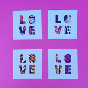 Love Wax Print Cotton Greetings Card Martine Henry Millinery