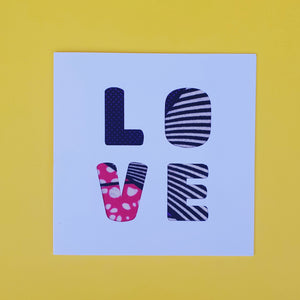 Love Wax Print Cotton Greetings Card Martine Henry Millinery