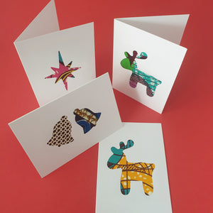 Pack of 4 African Wax Print Christmas Cards