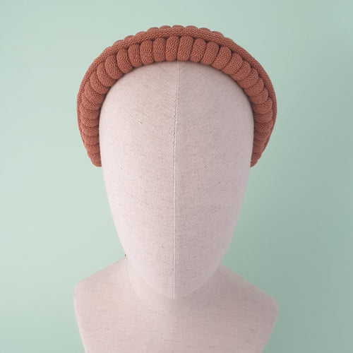 Zulekha Macrame knotted headband in terracotta by Martine Henry Millinery