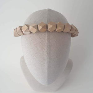 Abacus Geometric natural colour wood bead headband handmade _Martine Henry Millinery