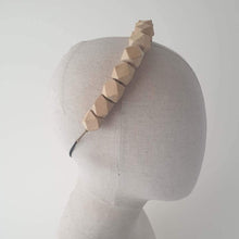 Load image into Gallery viewer, Abacus Geometric natural colour wood bead headband handmade _Martine Henry Millinery
