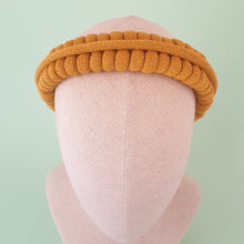 Load image into Gallery viewer, Zulekha Macrame knotted headband in mustard by Martine Henry Millinery
