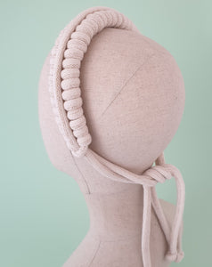 Zulekha Macrame knotted headband in natural/ gold by Martine Henry Millinery